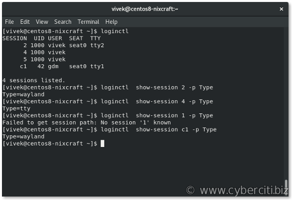 CentOS 8 Verify Wayland is Being Used