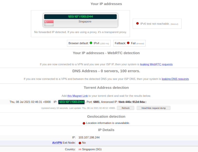 protonvpn ip 测试