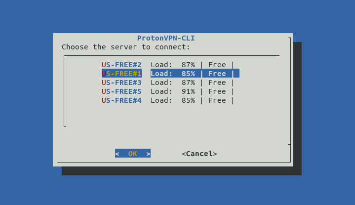 protonvpn-cli 选择要连接的服务器