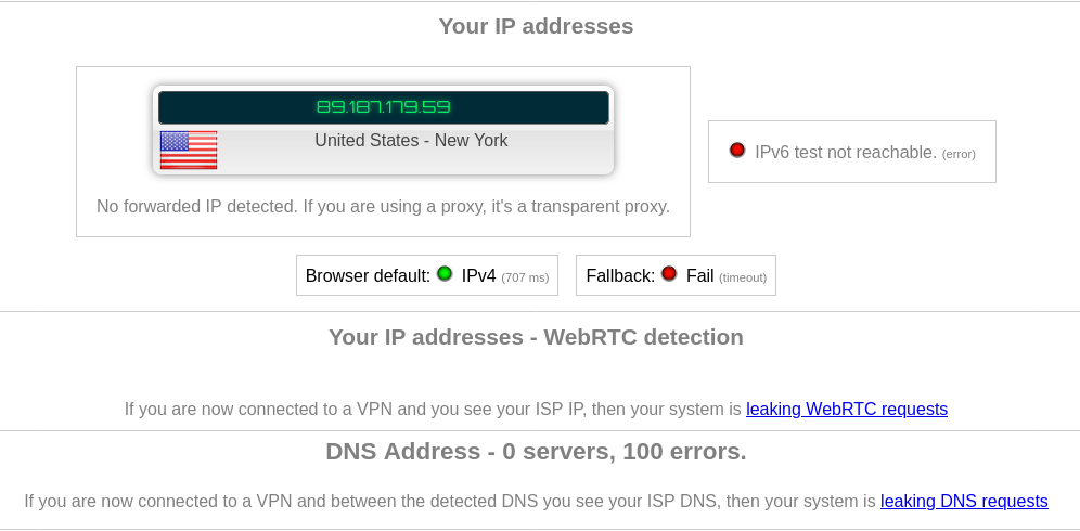 protonvpn DNS 泄漏 WebRTC 泄漏测试