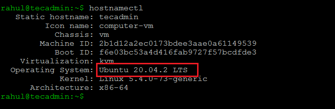 使用 hostnamectl 查找 Linux 操作系统版本