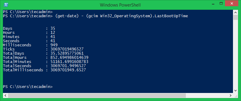 在 PowerShell 中检查 Windows 正常运行时间