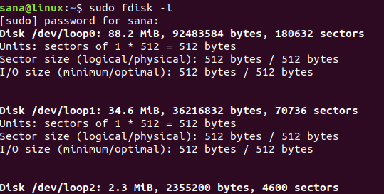 使用 fdisk 列出分区