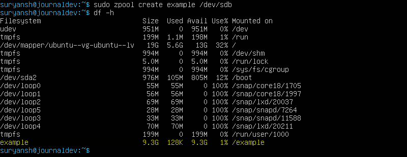 我们的第一个 ZFS 池