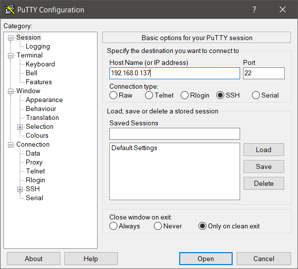 使用 PuTTy SSH 到我们的树莓派