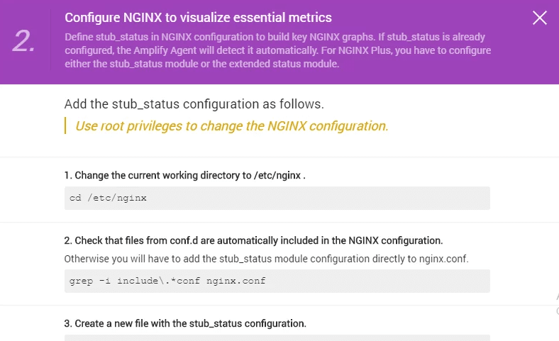 配置 Nginx Amplify 教程屏幕 2