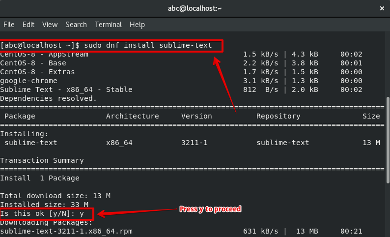 使用 dnf 安装 Sublime Text 3