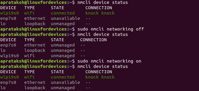 重启网络 Nmcli