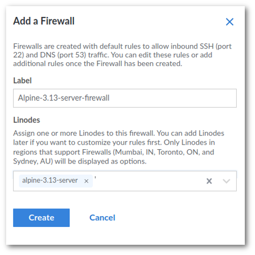 Linode cloud firewall