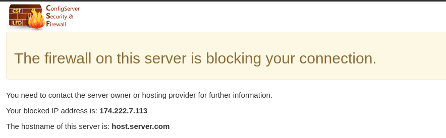 此服务器上的防火墙阻止了您的连接