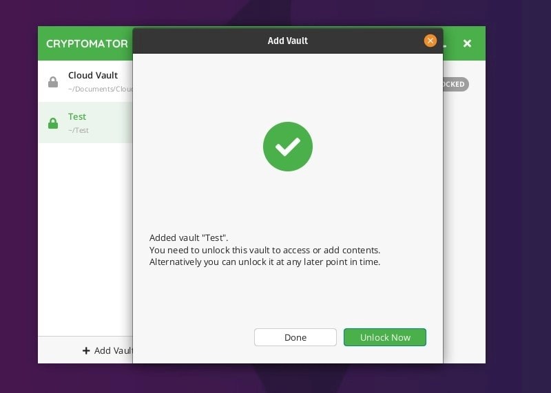 Cryptomator Vault 成功