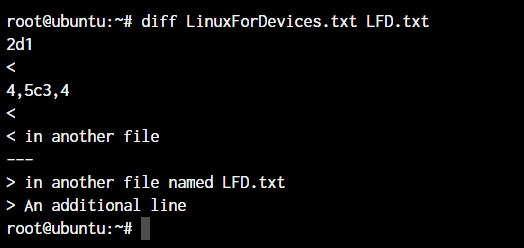 Linux 空行中的 Linux Diff 命令