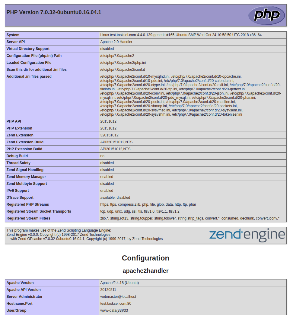 PHP 版本页面