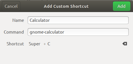 将 Super + C 指定为 GNOME Calc 的快捷方式