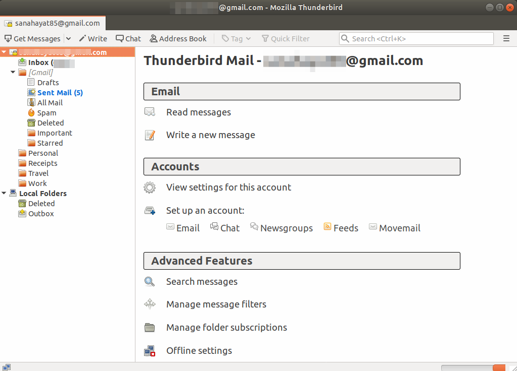 Thunderbird 已成功连接到 GMail 帐户