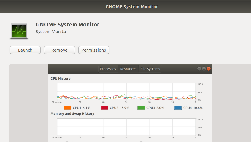 启动 GNOME 系统监视器