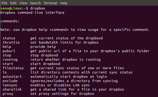 DropBox Linux 命令