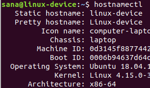 hostnamectl 命令的输出