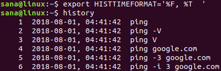 使用 HISTTIMEFORMAT