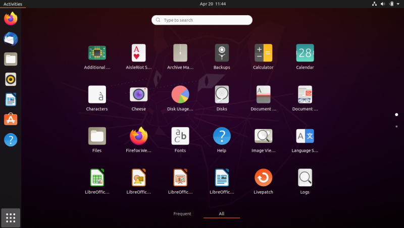 ubuntu 20 04 应用程序视图