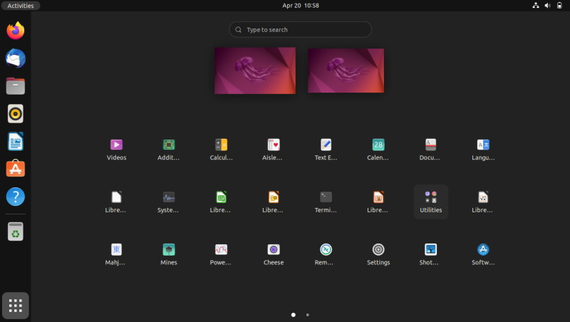 ubuntu 22 04 应用程序视图