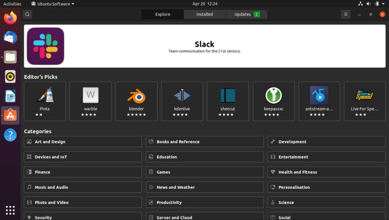 ubuntu 20 04 软件中心