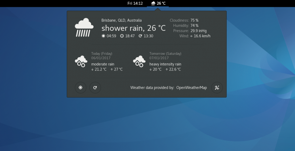 OpenWeather gnome 扩展